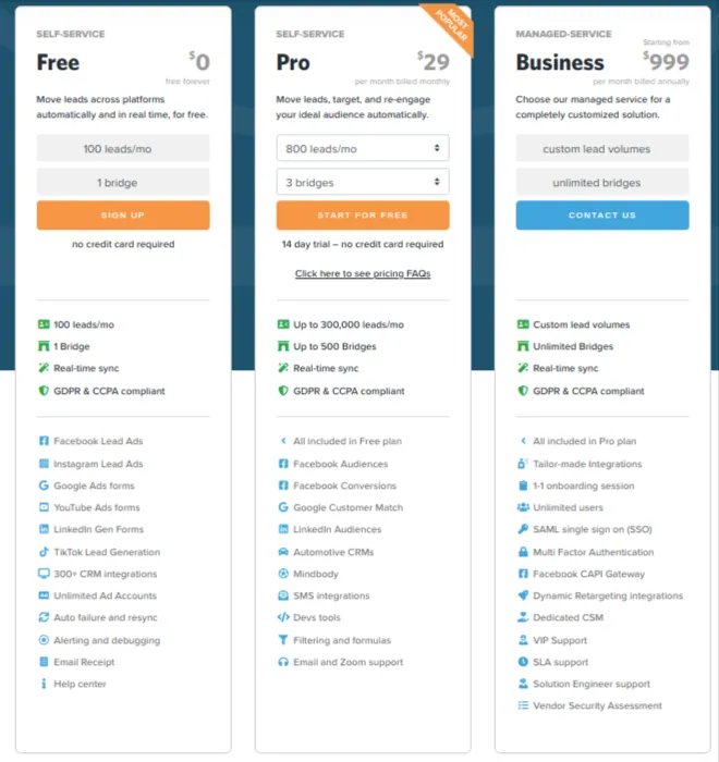 Lead Generation Tools- LeadsBridge-Pricing