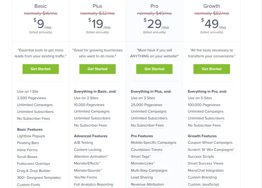 Lead Generation Tools- OptinMosnter- Pricing
