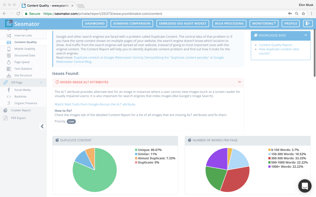 SEO Audit Tools- SEOmator- Features