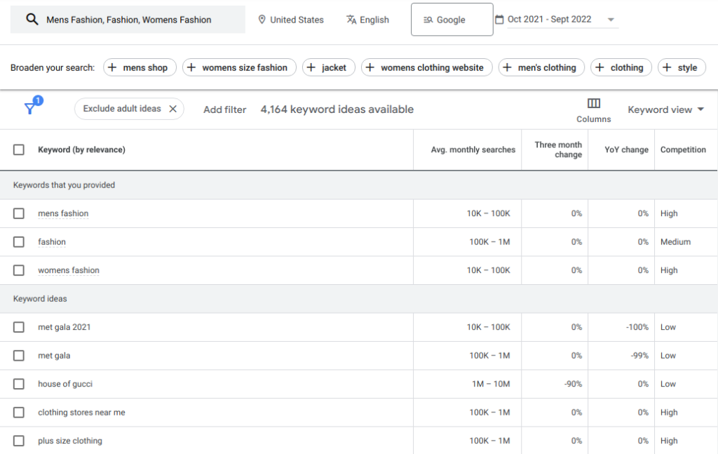 tools to find keywords- Google Keyword Planner