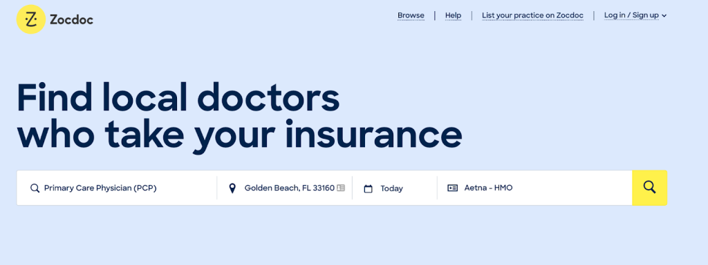 building listing for local SEO- Zocdoc.com