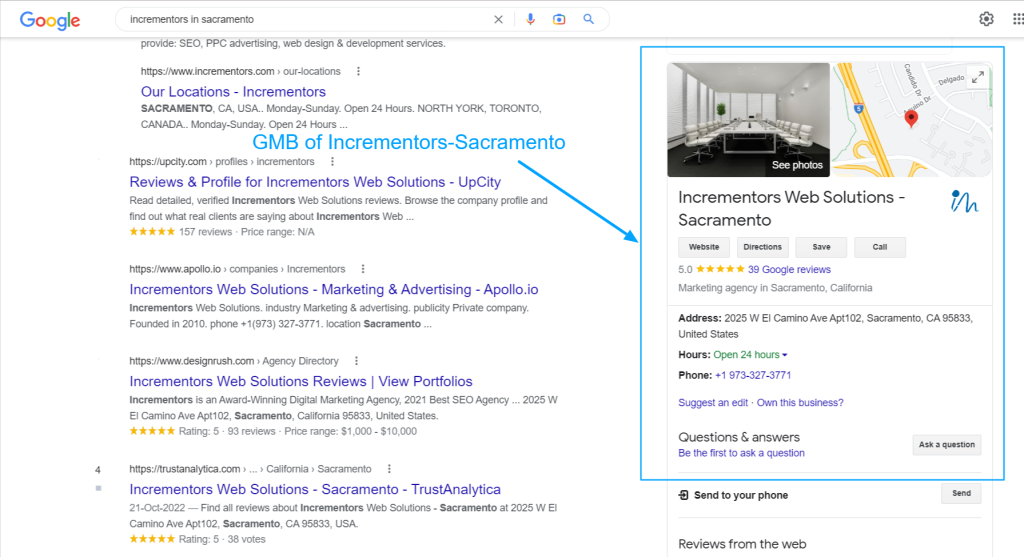 GMB of incrementors - sacramento