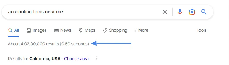 Google Search Results for keyword "accounting firms near me"