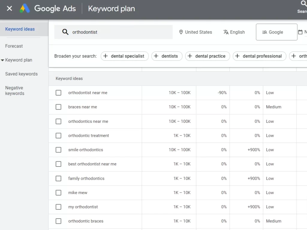 google ads - google keyword planner