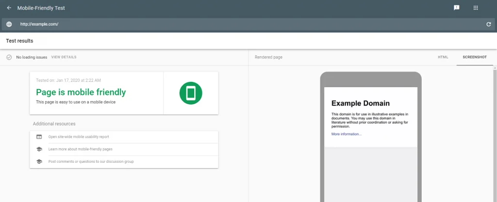 seo campaign management - mobile friendly test