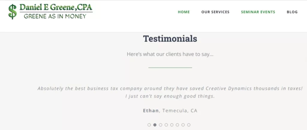 add testimonials to build trust