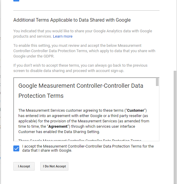additional terms applicable to data shared with Google