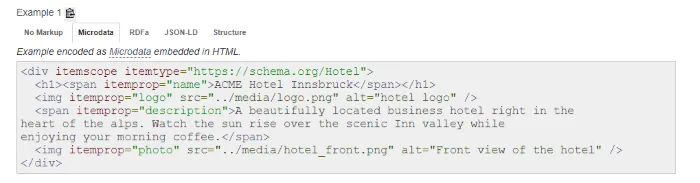 example of schema markup from backend
