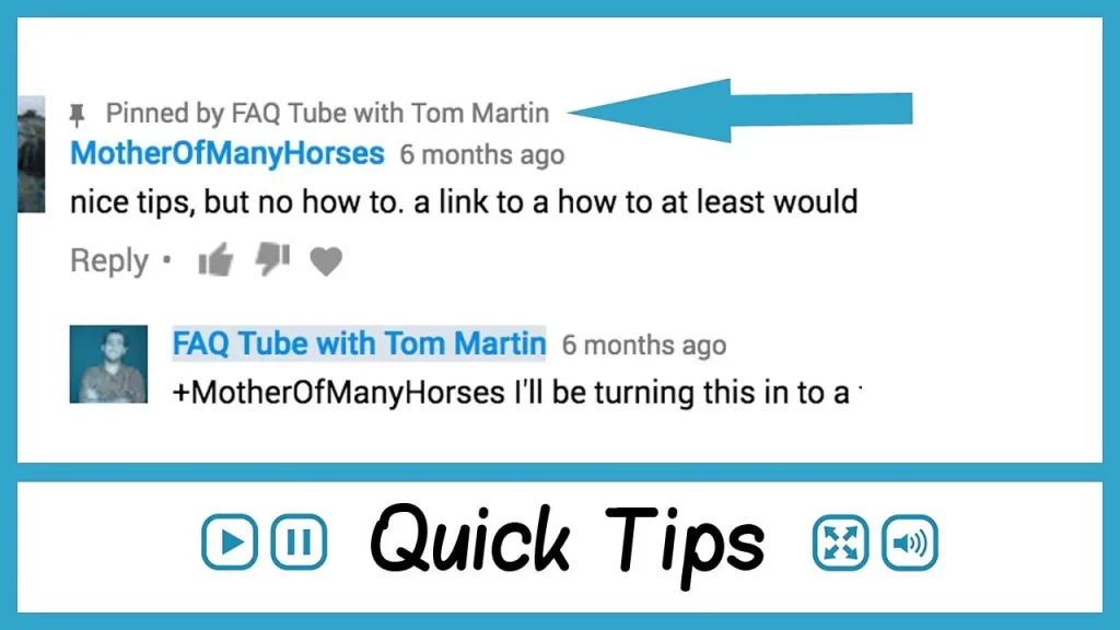 pinned messages on youtube