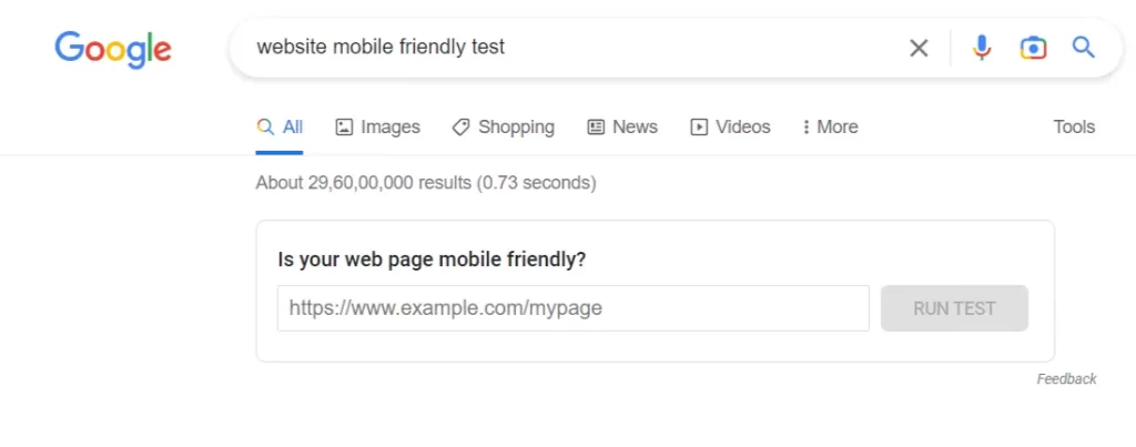 website mobile friendly test