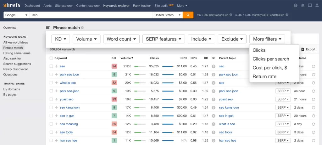 youtube seo tools- ahrefs keyword explorer