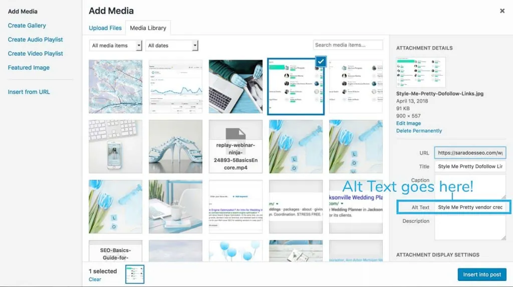 alt text in wordpress