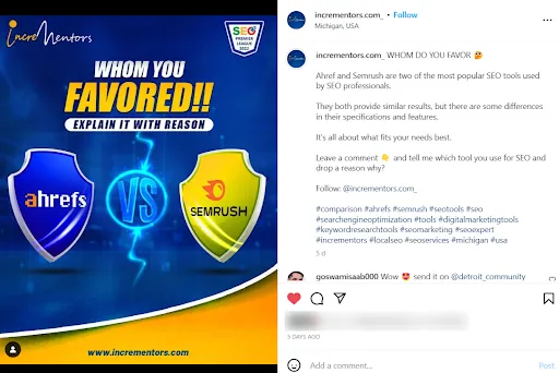 Incrementors Instagram post