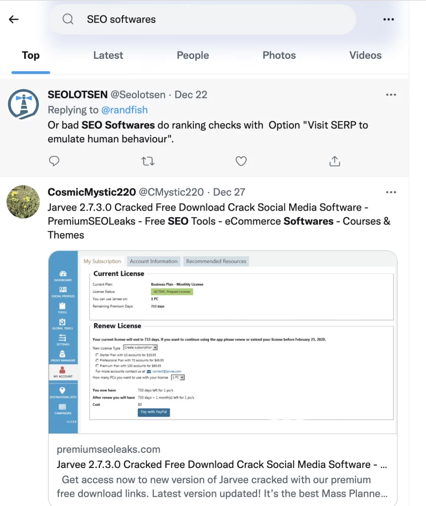 SEO softwares - twitter