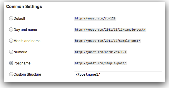 Use Yoast SEO to customize your permalinks