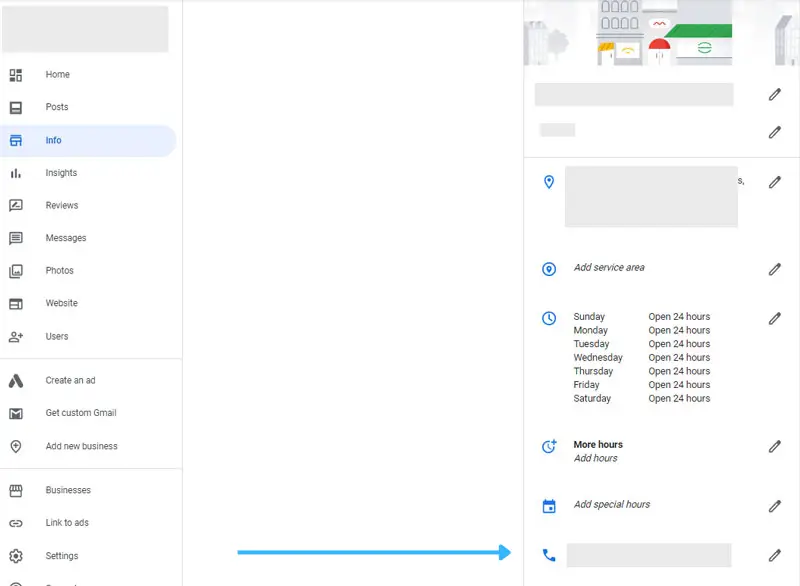 add contact no. in Google my business