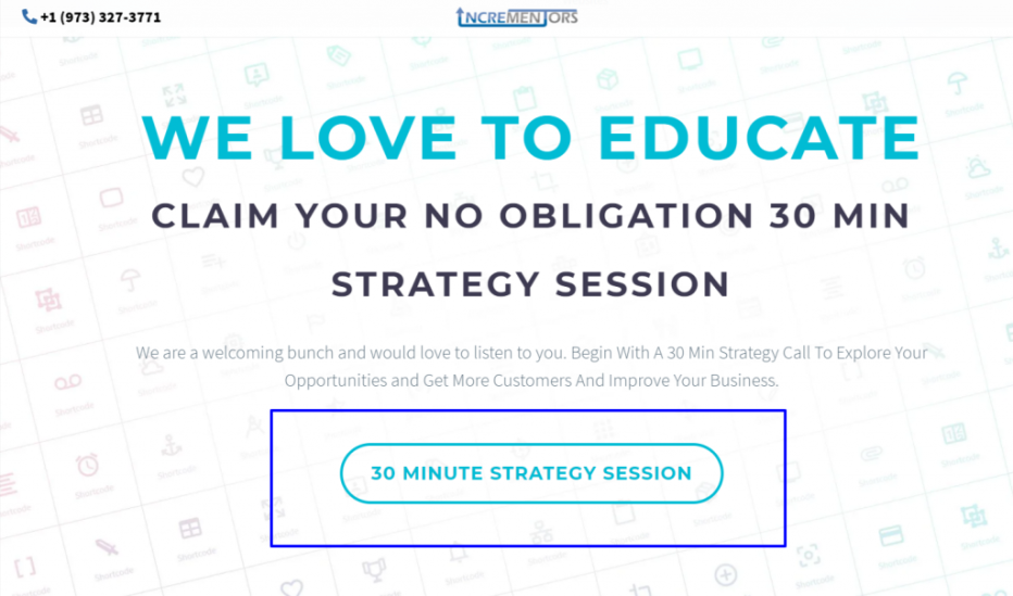 call to action - 30 minute strategy session on Incrementors