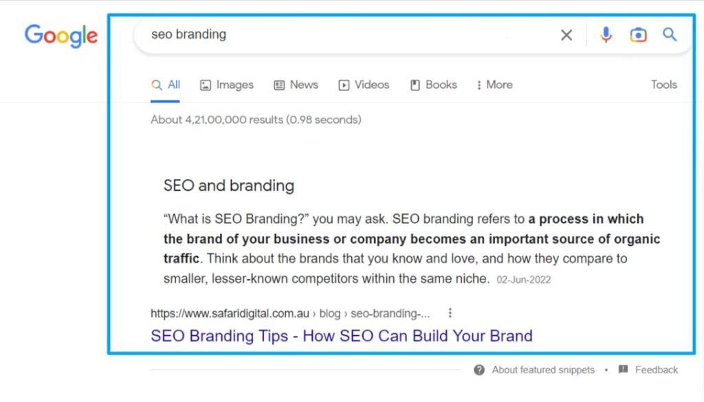 featured snippet on Google