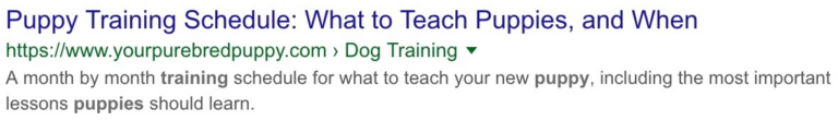 puppy training schedule - meta description