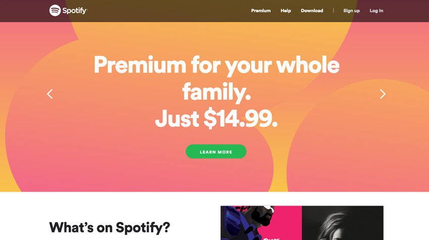 spotify homepage