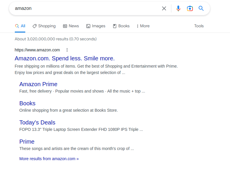 "Amazon SEO" in SERP