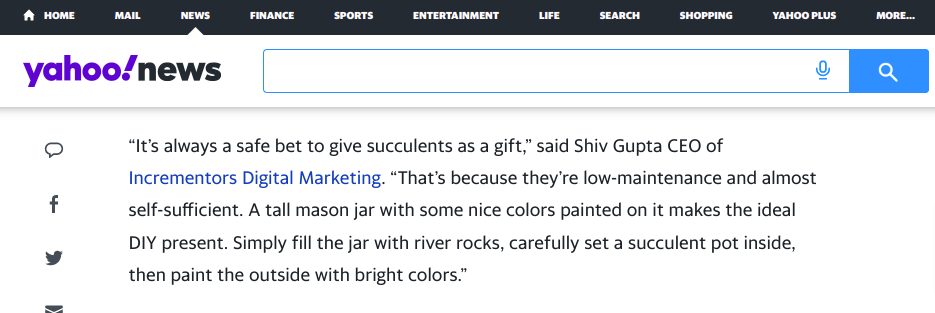 screenshot from yahoo news - incrementors backlinks