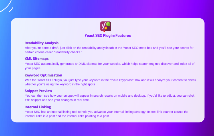 Yoast SEO Plugin Features