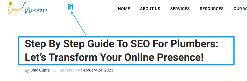 h1 - step by step guide to seo for plumbers