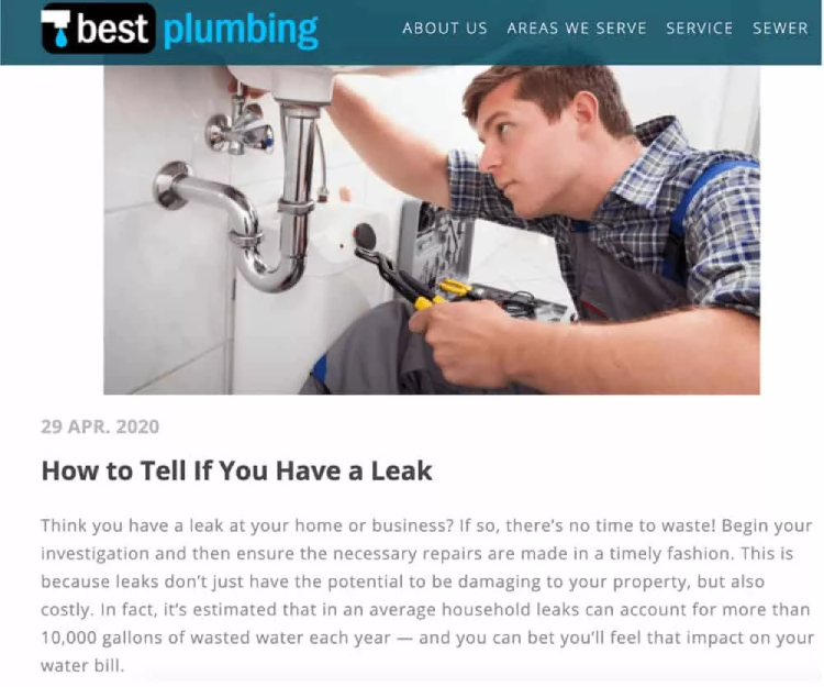 types of content used in a plumbing website blog posts type of content can you use on a plumbing website