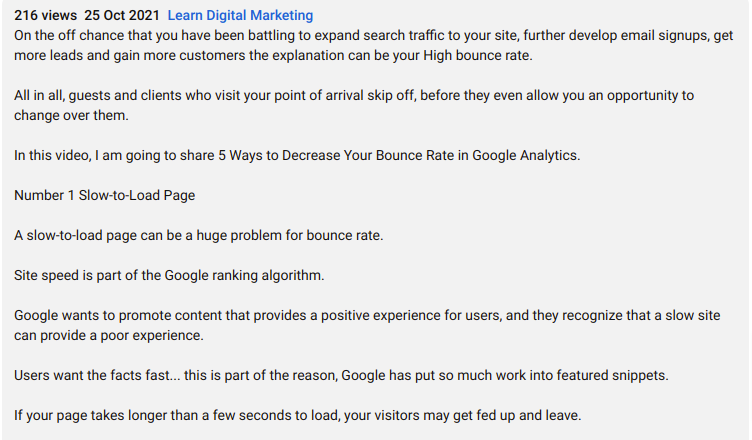 the detailed description of the video - 5 ways to decrease your website bounce rate