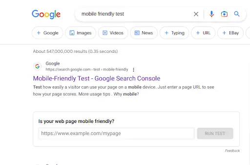 Google mobile friendly test