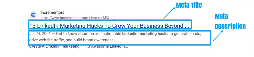 incrementors blogs' meta title and description - in SERP
