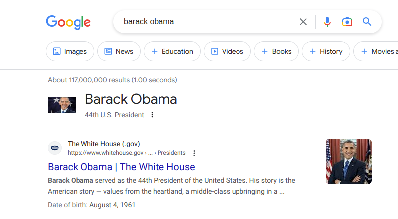 barack obama - rich snippet