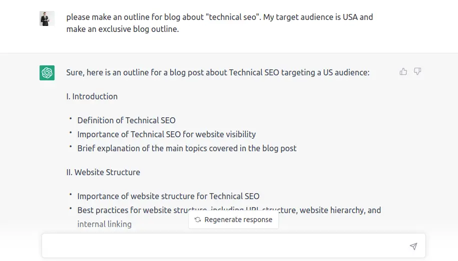 blog outline generation through ChatGPT