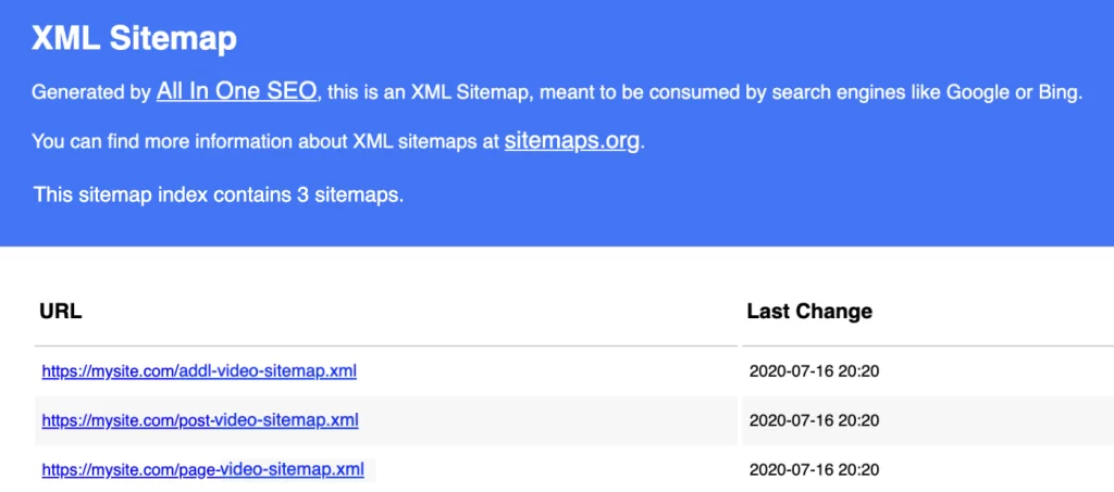 video XML sitemaps