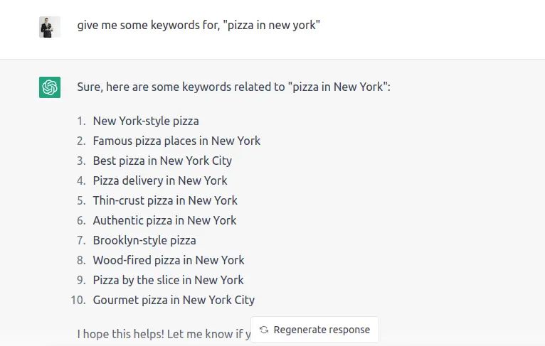 get keywords through ChatGPT