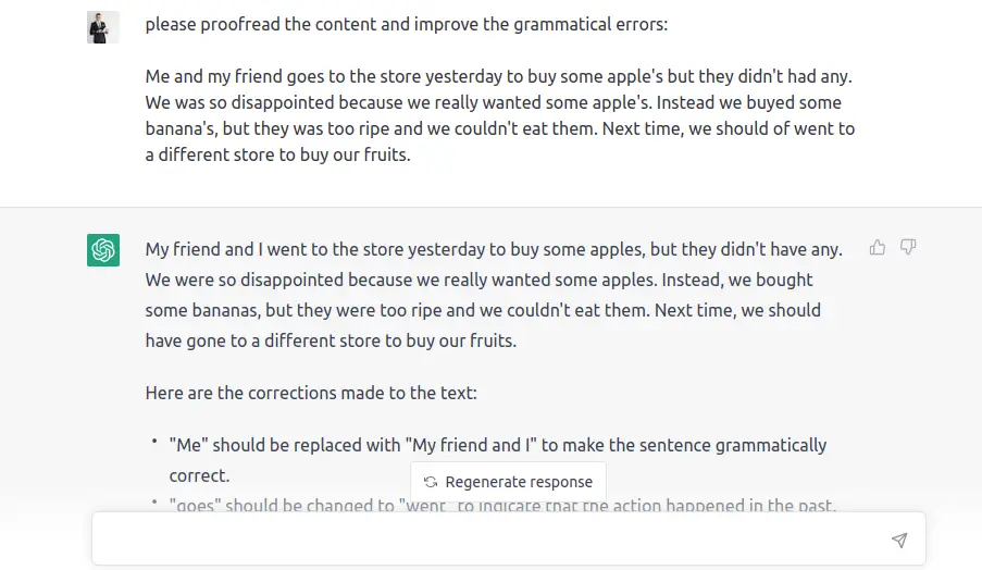 proofreading through ChatGPT
