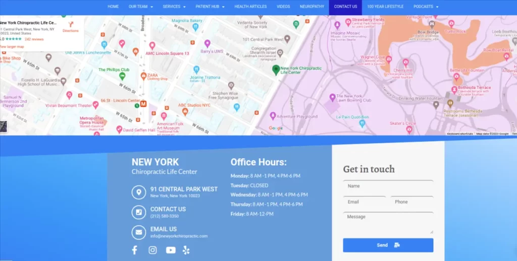 Google maps at contact us page of the website.