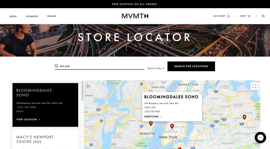 Google maps at contact us page of the website.