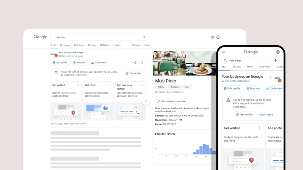 How does business profile looks like in Google SERP