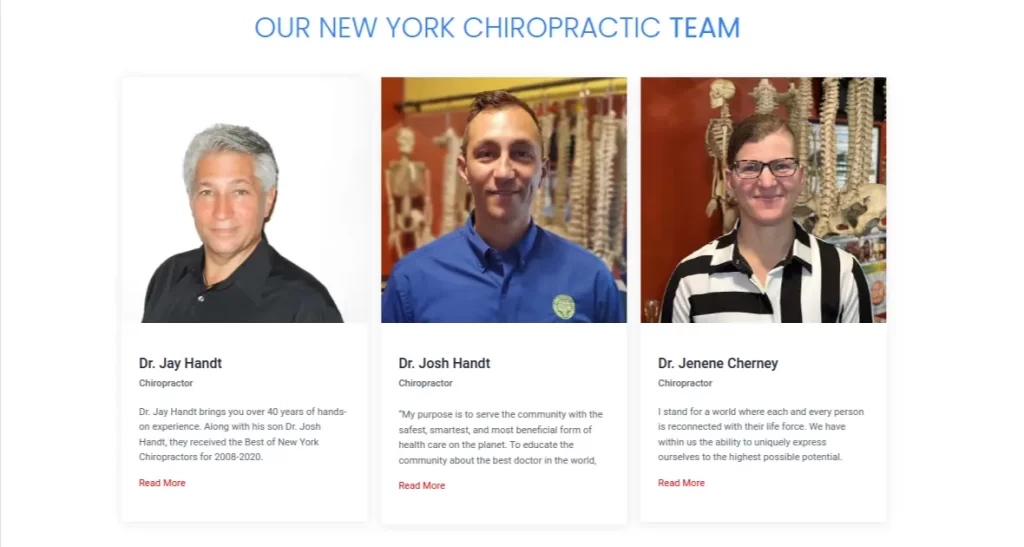 example of chiropractic team - chiropractic website
