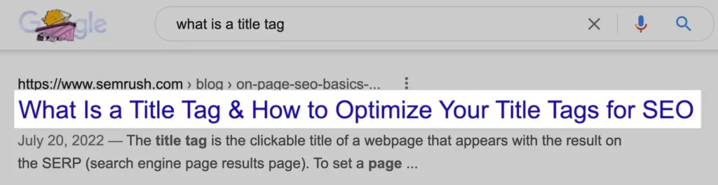 example of seo optimized title tag in SERP