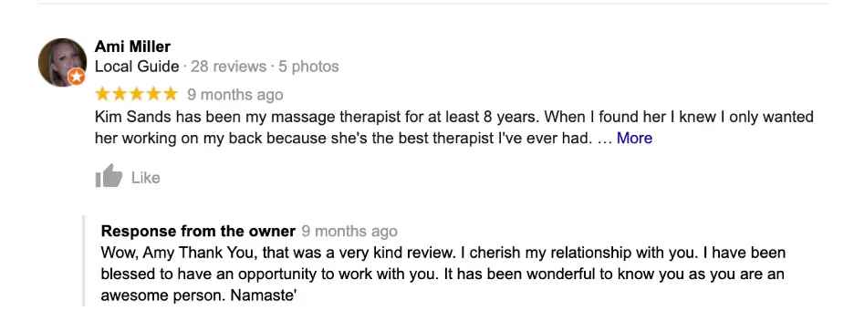 example - how to respond to a positive review