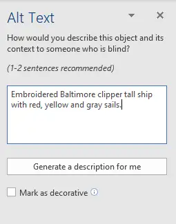 put alt text in wordpress