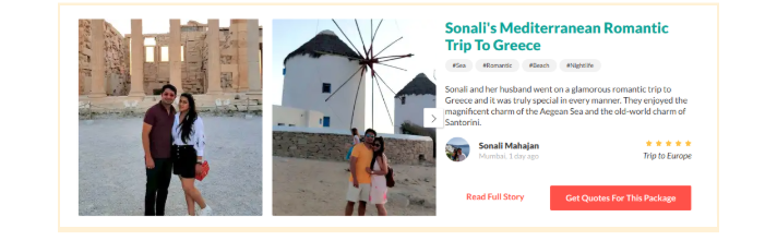 Personal Experience of clients of travel website