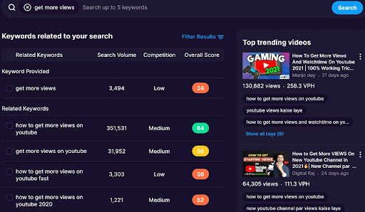 VidIQ for keyword research