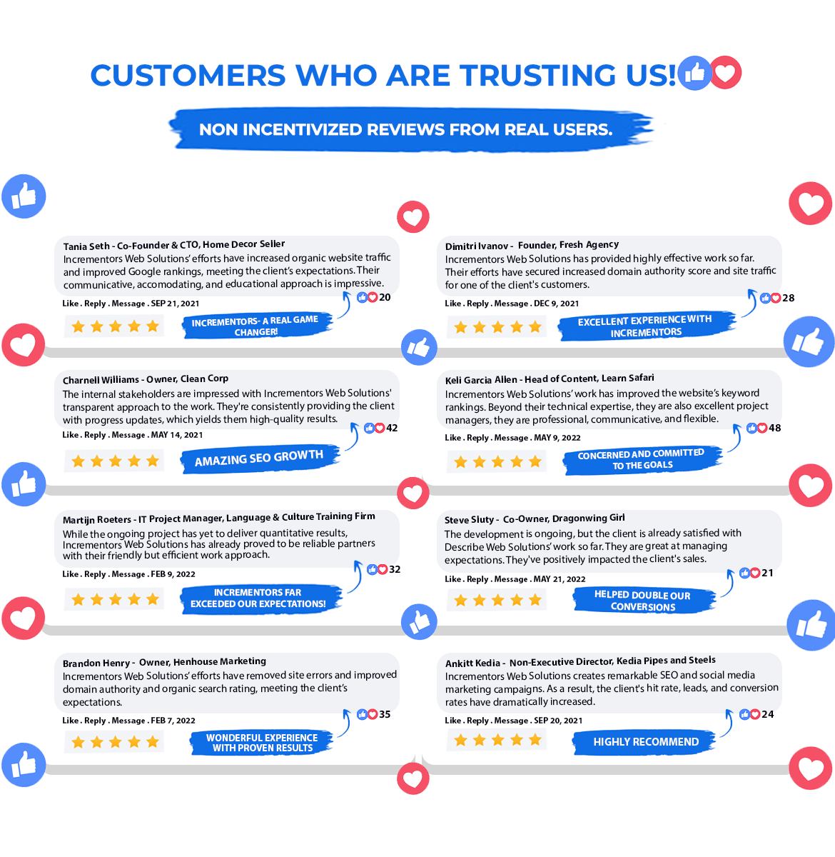 Website clutch testimonials